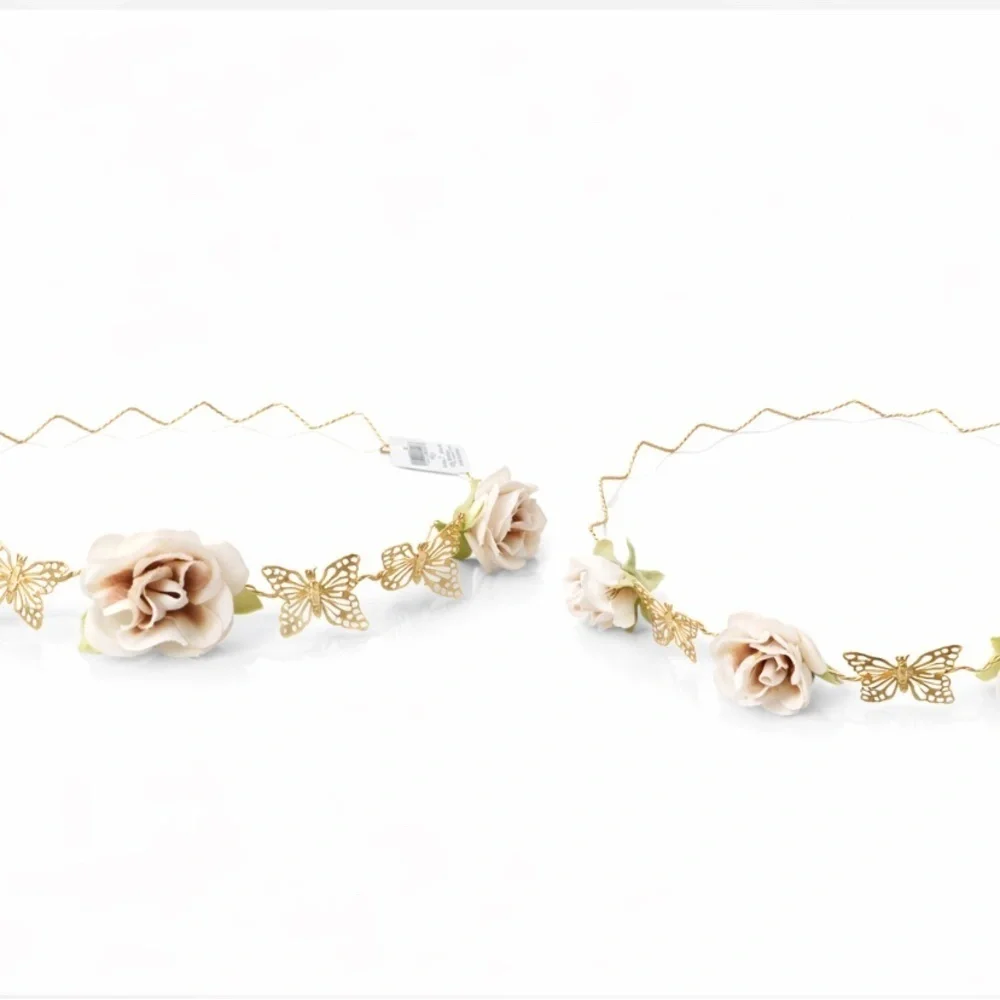 Claire’s Elegant Floral Gold Butterfly Headband